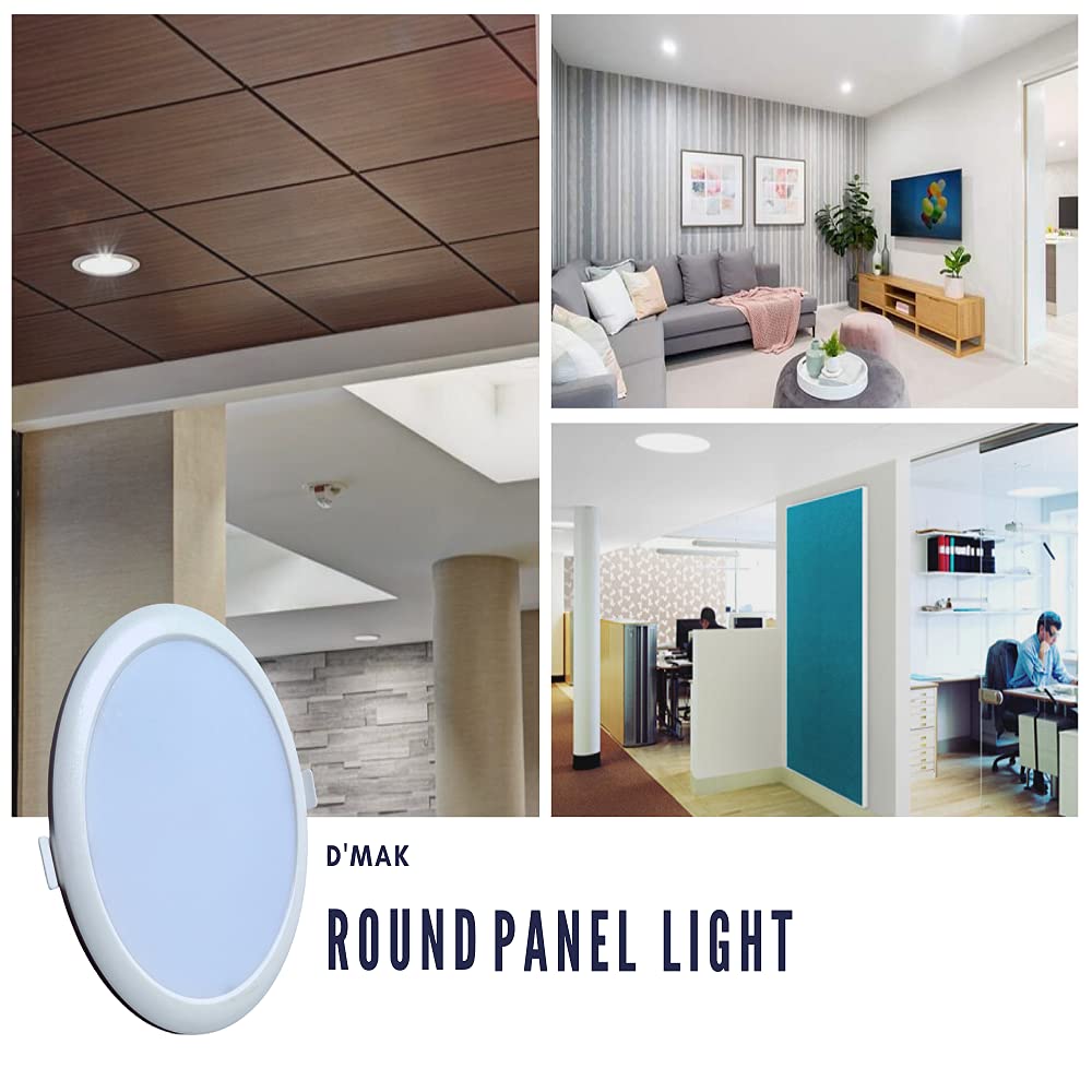 D'Mak 8 Watt Trim Less LED Round False Ceiling Panel Light with Isolated LED Driver for POP (8 Watt,Pack of 10) 4