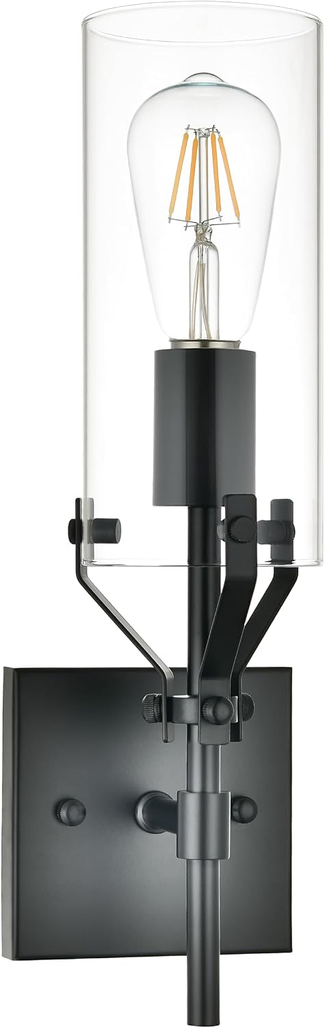 Tinner 1-Light Wall Sconce, Bathroom Vanity Black Light Fixtures Over Mirror, Indoor Sconces Vanity Wall Lights with Clear Glass Shade for Bedroom Living Room Hallway Enterway Bathroom lamp