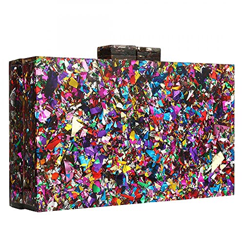 Image of Acrylic Handbags for Women Multicolor Perspex Geometric Purses Box Clutch Elegant Crossbody Bag for Lady Evening Banquet Prom