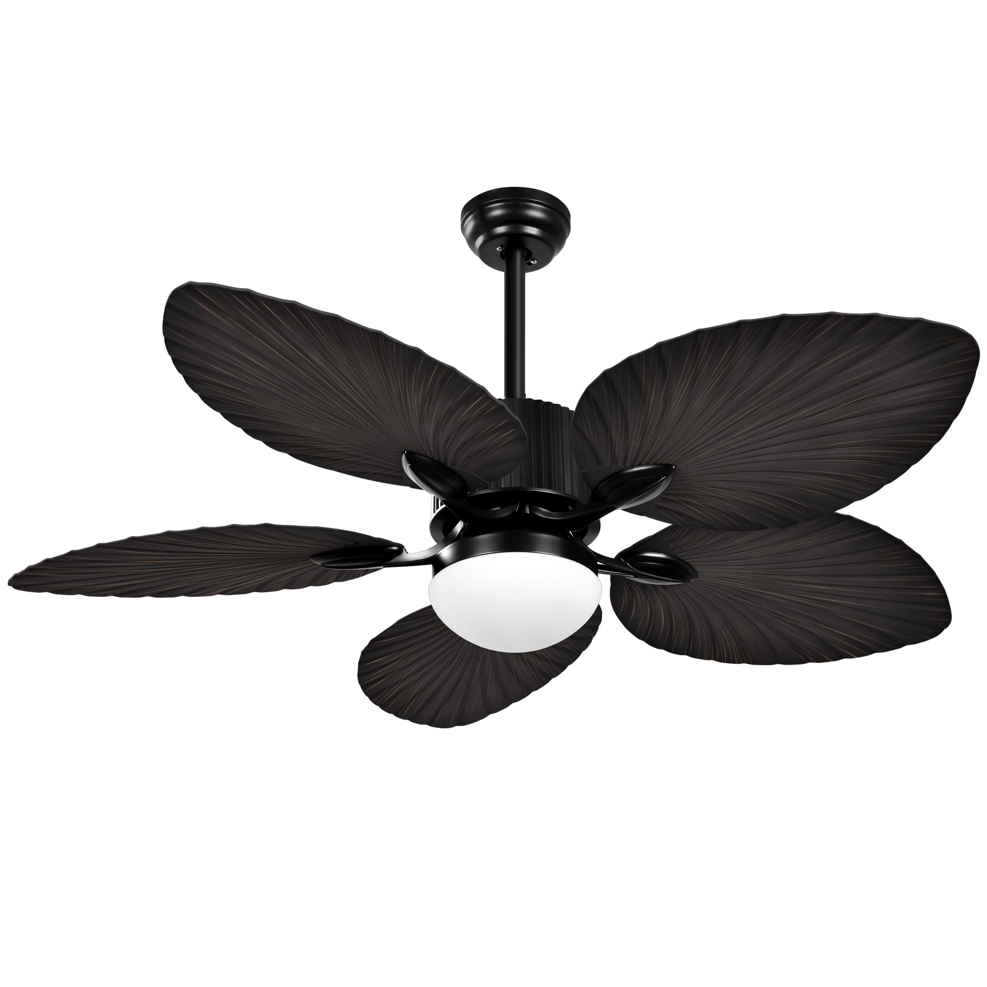 SIMILAR - wood grain look***** YITAHOME Tropical Ceiling Fan with LED Light and Remote, 52 Inch Black Palm Leaf Fan for Home with Memory Function, 5 Leaf Blades, Reversible DC Quiet Motor, for Porch, Farmhouse, Indoor, Brown
