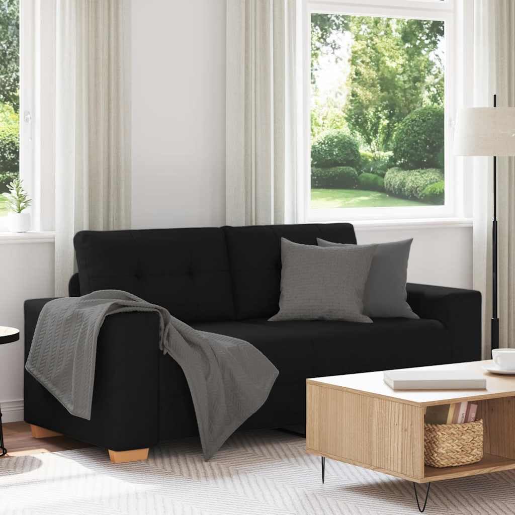 Sofa dwuosobowa, czarna, tkanina poliestrowa, 181 cm, nowoczesny design do salonu, sypialni, biura, wygodna kanapa dla dorosłych