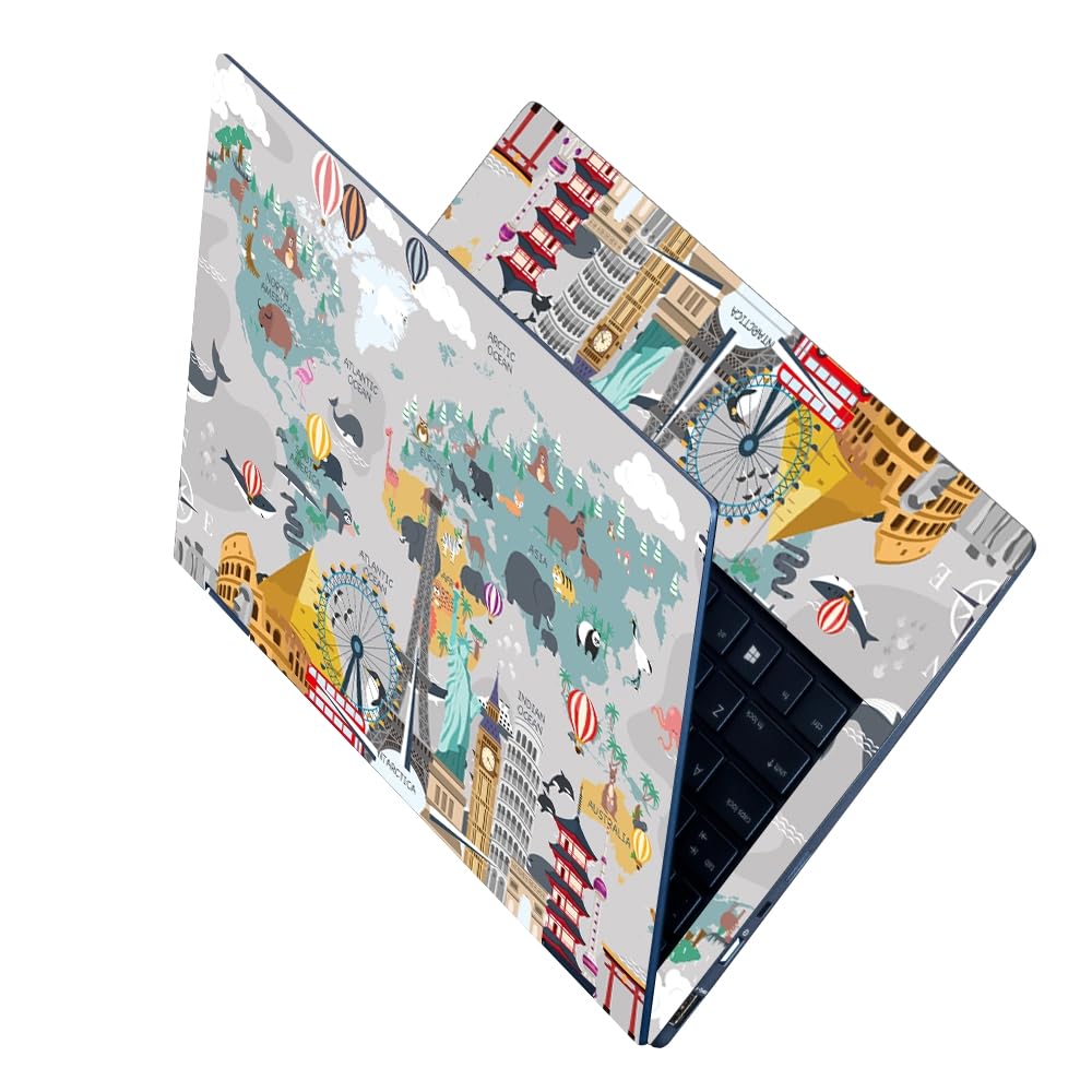 FineArts Full Body Laptop Skin Upto 15.6 inch Sticker Compatible for Dell/HP/Lenovo/Acer/Sony All Laptop Size Upto 14 to 15.6 Inch - Travel Around The World (B0D8BLBKB9) Amazon Price History, Amazon Price Tracker