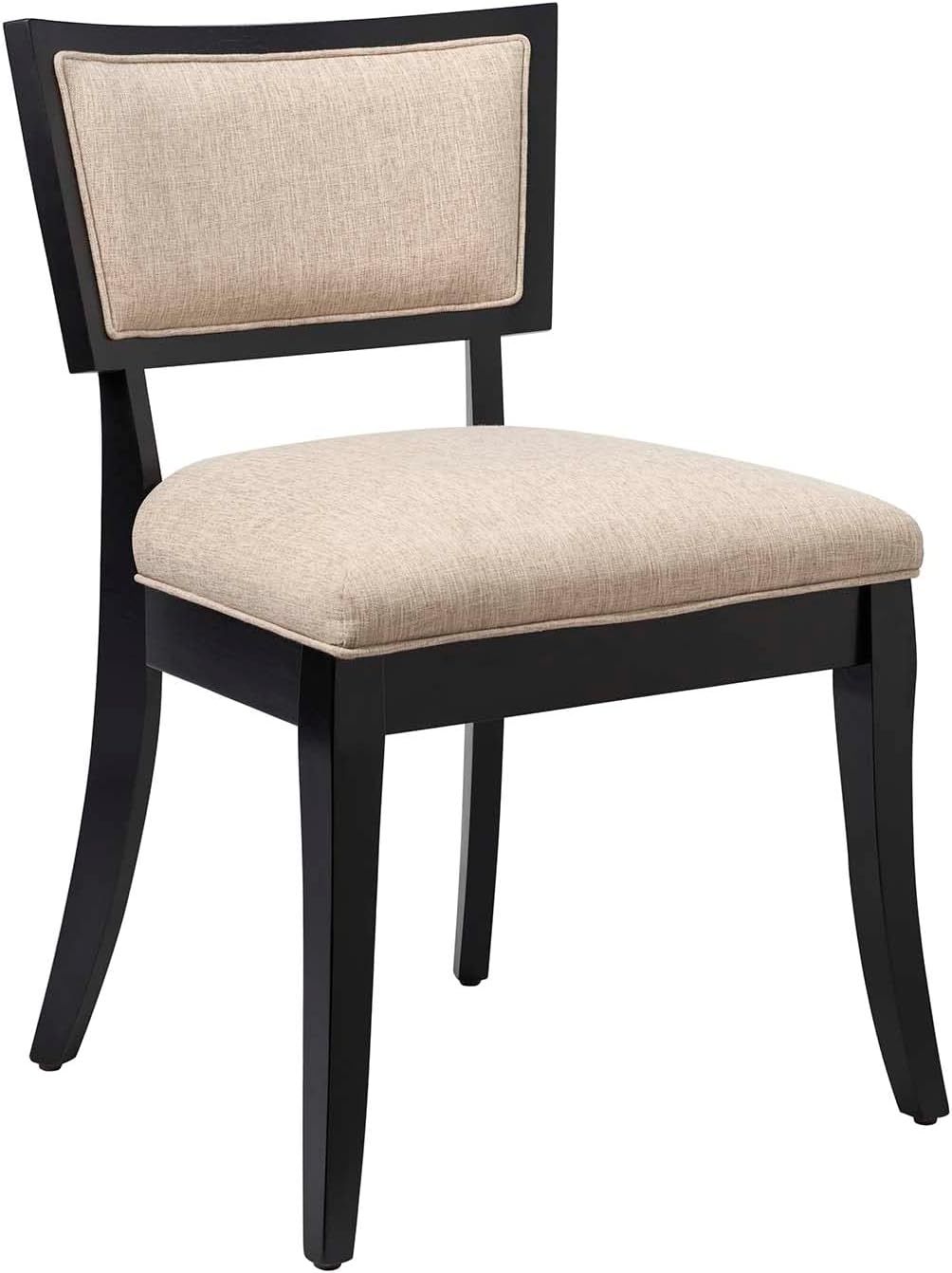 Close-up view of a single Modway Pristine beige upholstered dining chair.