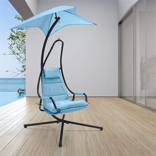 Corliving Kinsley Blue Fabric Hammock Chair With Removable Canopy & Steel Frame #TOP2