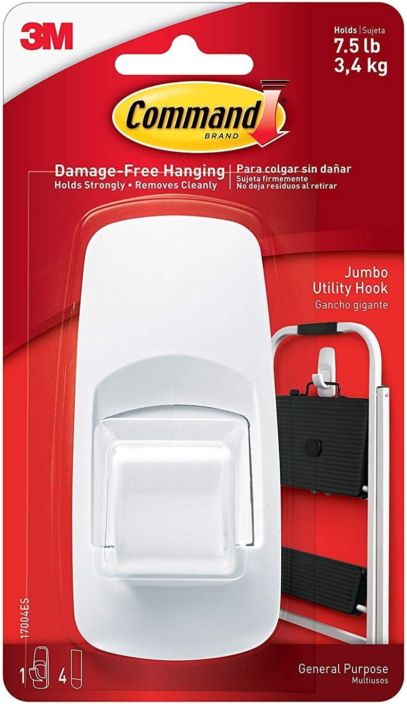 Command Jumbo Plastic Hook with Adhesive Strips 1H5L, 2-Hooks