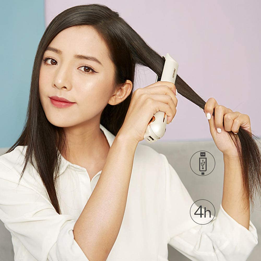 2 en 1 enderezador y rizador de Cabello con Temperatura Ajustable Inteligente y portátil antipaldimia Completo para un Estilo de Cabello Largo o Corto