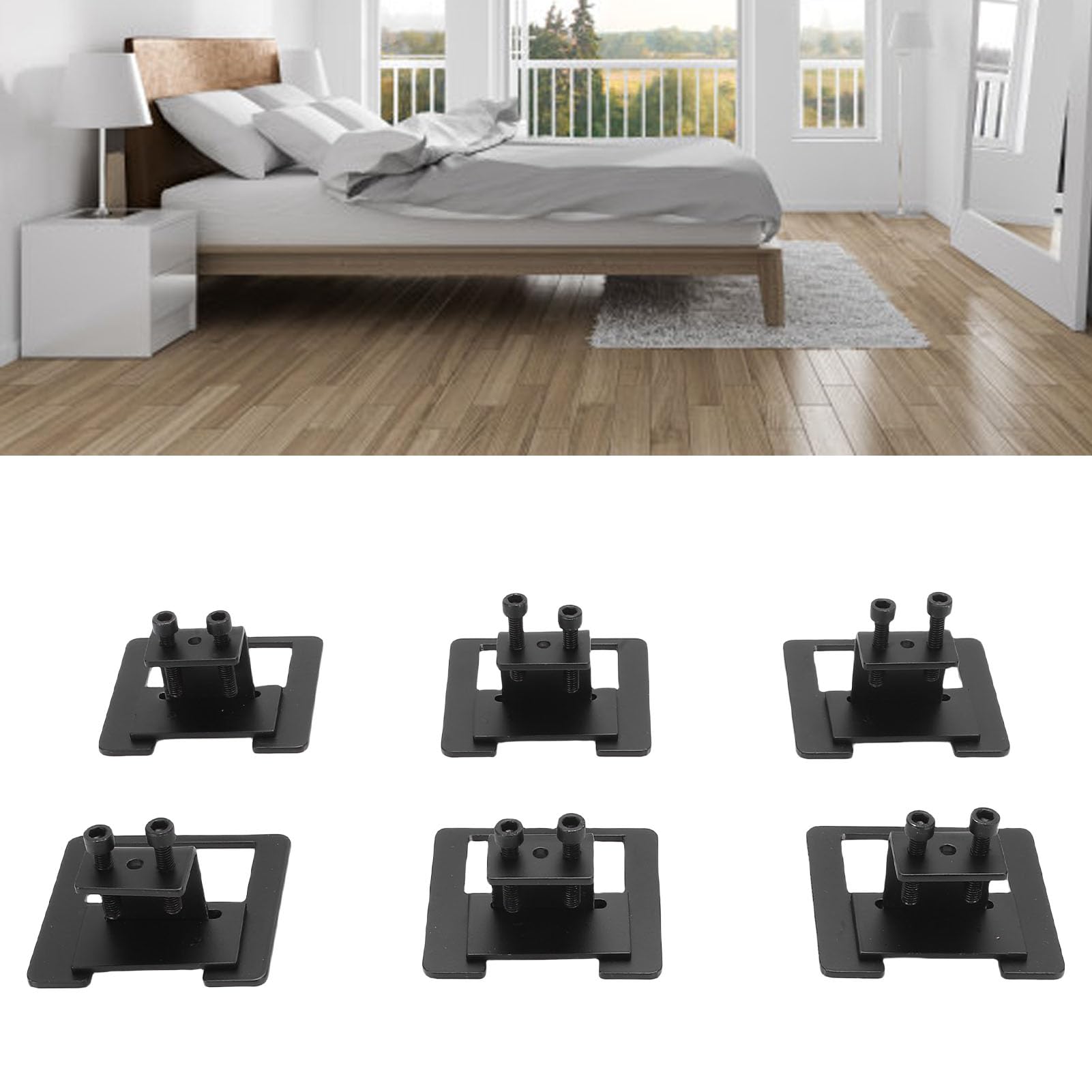 Zerodis Joints de Matelas 6 Pièces, Entretoises de Lit Antidérapantes avec Pinces Réglables pour Supports de Matelas, Cadres de Lit et Support en Métal