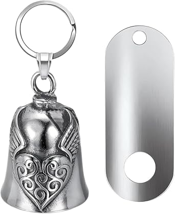 Motorcycle Bell for Luck,Keychain Motorcycle Bell Biker Guardian Bell Lucky Charm Bell Pendant Car Keychain Key Ring with Hanger Valentine's Day for Husband Man