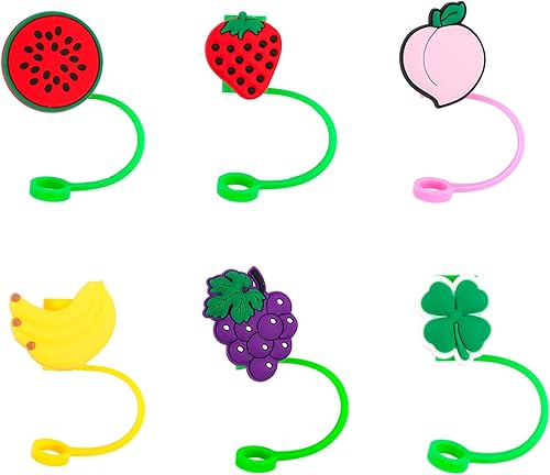 Miniatura 4 de WWYICHEN 6 fundas de silicona para pajitas con diseño de animales, reutilizables, a prueba de polvo, para pajitas de 0.315 a 0.315 pulgadas