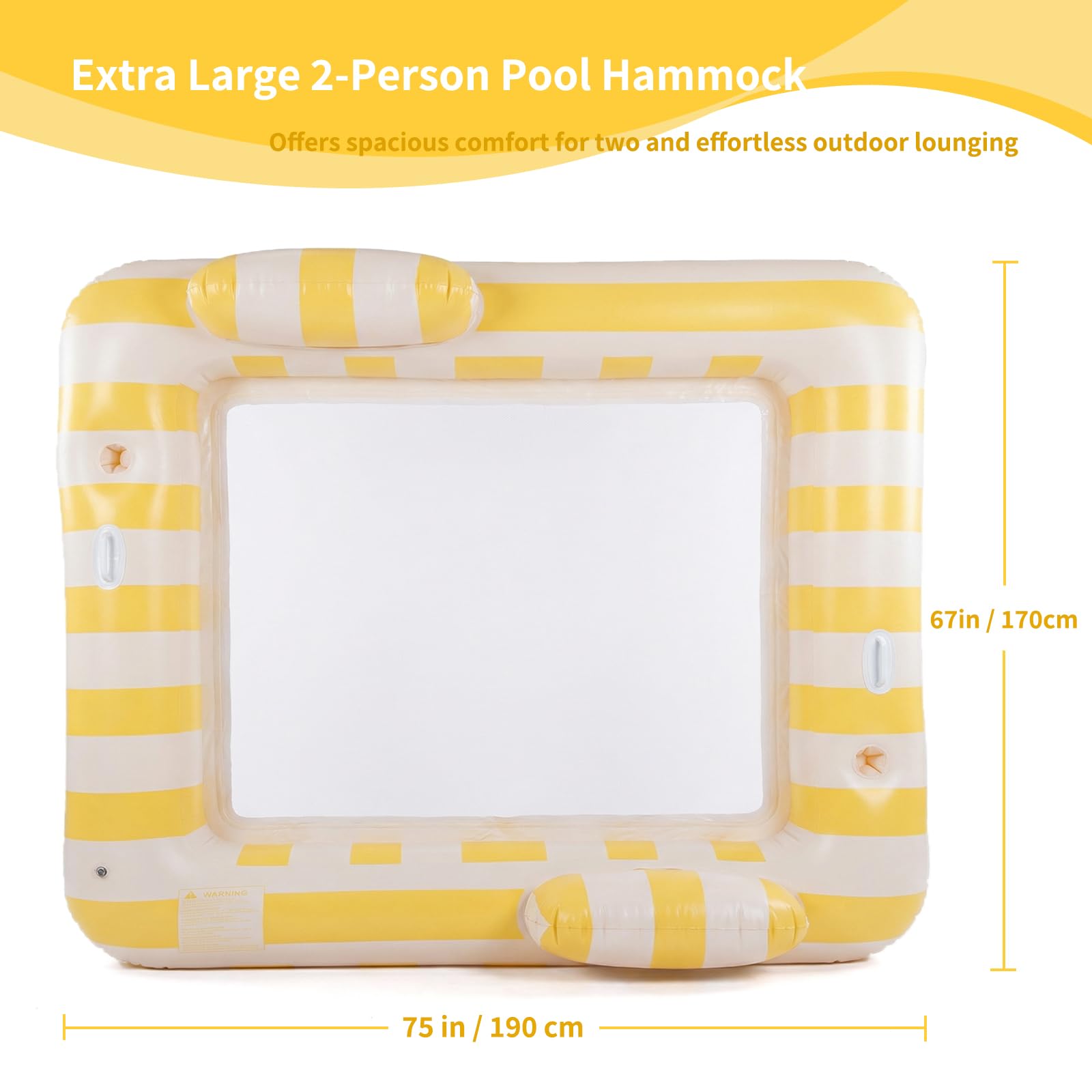 Float Joy Materasso Gonfiabile Gigante 190x170 cm per 2 Persone con Portabicchieri