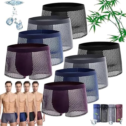 Hotgreenpepper Boxer en Fibre de Bambou - Confort Tout au Long de la Journée, Soie Glacée, Lot de 8, XXL