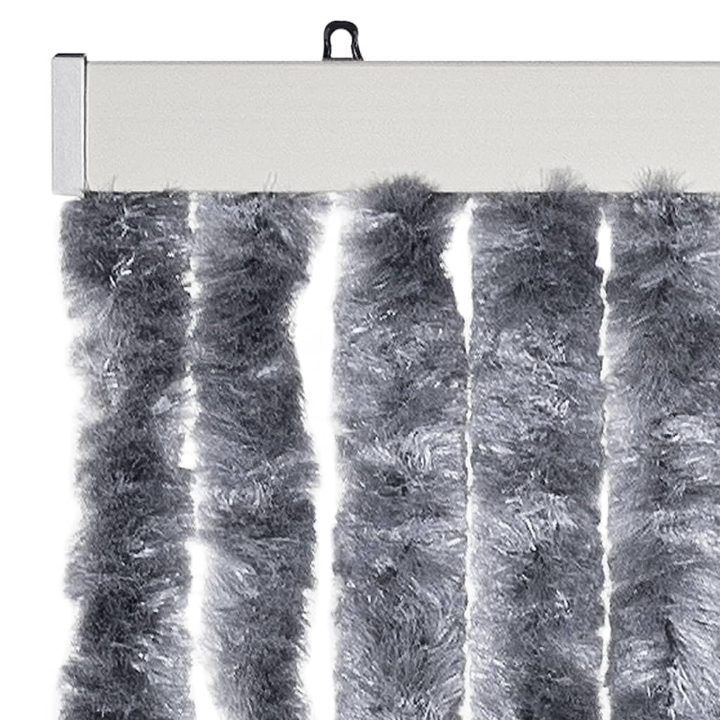 vidaXL Rideau Anti-Mouches, Store Anti-Insectes avec Crochet, Rideau de Porte Longueur et Largeur Réglables, Argenté 100x230 cm Chenille