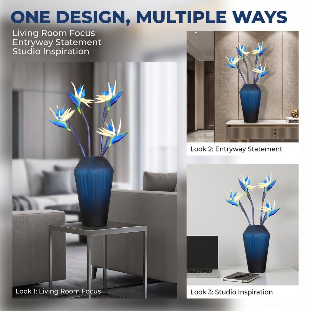 5 fiori artificiali di Strelitzia (Uccello del Paradiso) alti 79 cm, steli floreali tropicali artificiali realistici, per decorazioni domestiche, centrotavola per matrimoni, composizioni per vasi