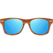 Wooden sunglasses Frame | metal spring 100% UVA/UVB Protection | Polarized Zebra wood Wooden For Men and Women Glasses8171-Blue