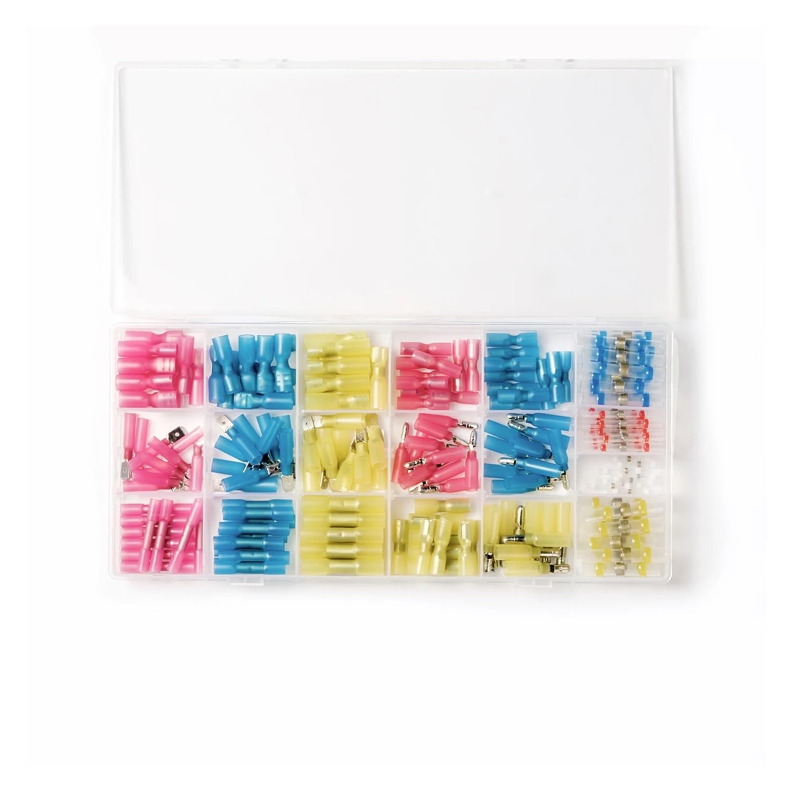 Assortiment de 200 connecteurs thermorétractables à Bout à Bout, cosses à souder