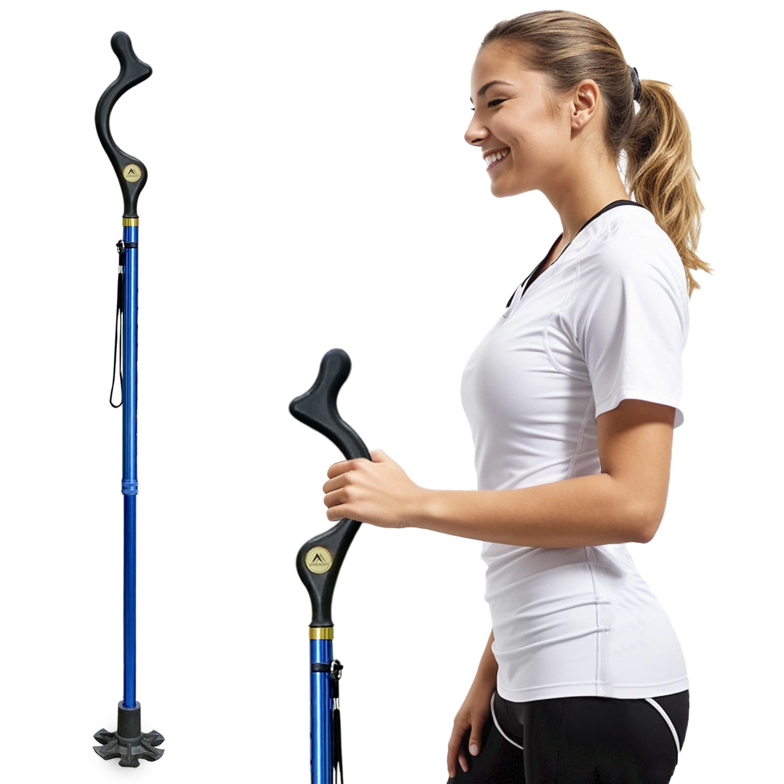 Walking Cane Foldable for Men & Women Seniors for Balance,Self Standing Folding Cane,Height Adjustable Anti-Slip Lightweight Alloy Walking Stick Collapsable for Travel Mobility Aid