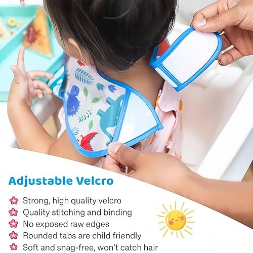 Miniatura 3 de Baberos para bebé impermeables, babero para niños pequeños - Babero de alimentación con bolsillo para bebé niño niña lavable 6-36M