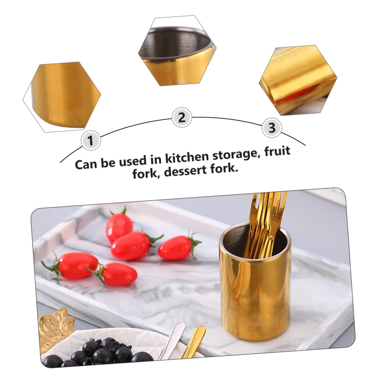 Cabilock 2 Juegos Tenedor De Frutas Soporte para Tenedor Y Cuchara Tenedores De Aperitivo Horquilla Extensible Tenedores De Oro Titular De La Placa De Papel Acero Inoxidable 2 Piezas * 2