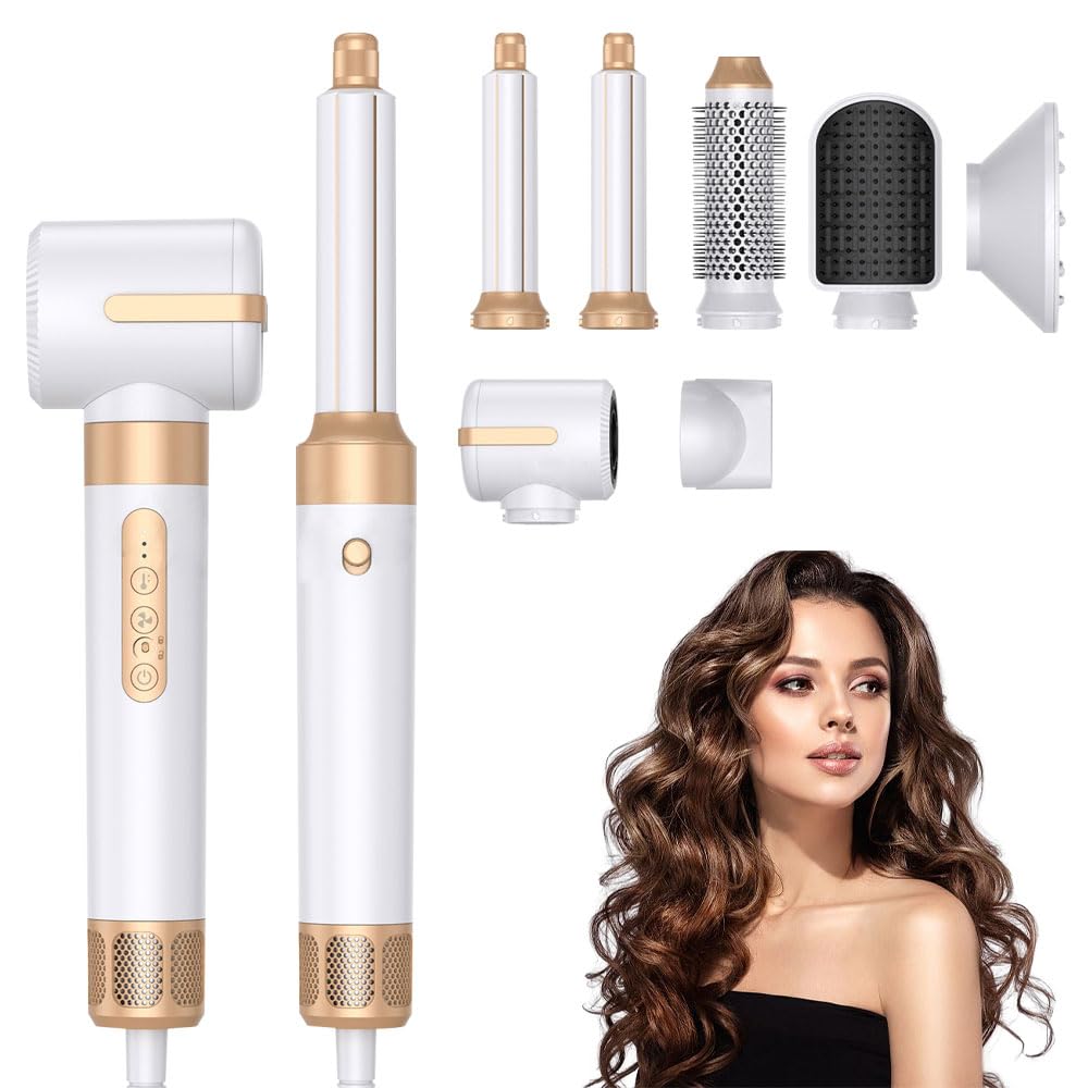 Asciuga Capelli 7 In 1, Air Styler Con Spazzola Asciugacapelli, Lisciante, Diffusore, Ugello Per Lo Styling, 110000 Giri/Min Phon Per Lisciare, Volume e Styling