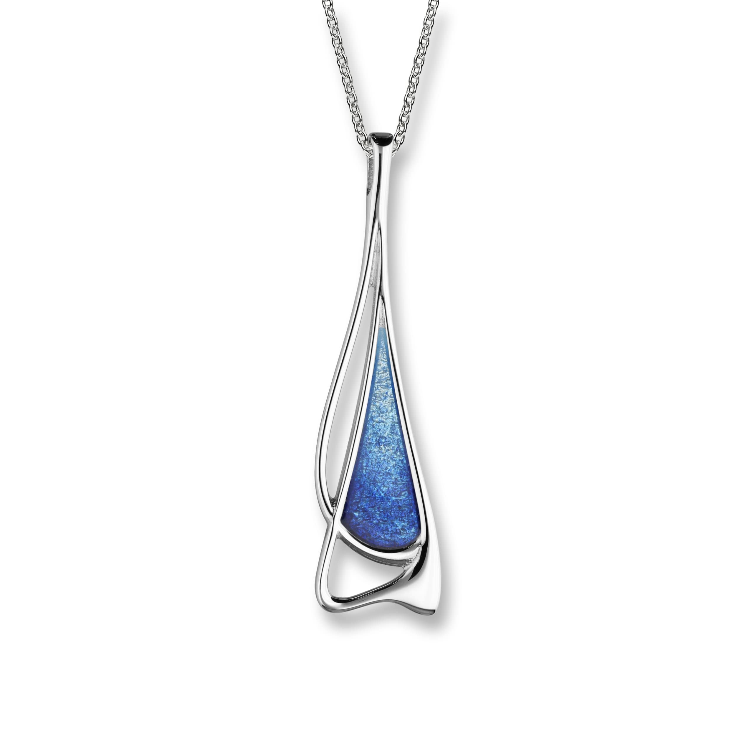 ORTAK 925 Sterling Silver Handmade Pendant Necklace Hot Glass Hand Enamel Arctic Collection Oasis Colourways High Polished Scottish Fine Jewellery Made In Scotland