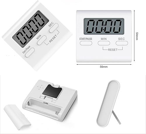 Miniatura 8 de Temporizador de cuenta regresiva Despertador Estudiantes Temporización de Entrenamiento y Temporizador Digital de Cocina - Blanco 2 Piezas