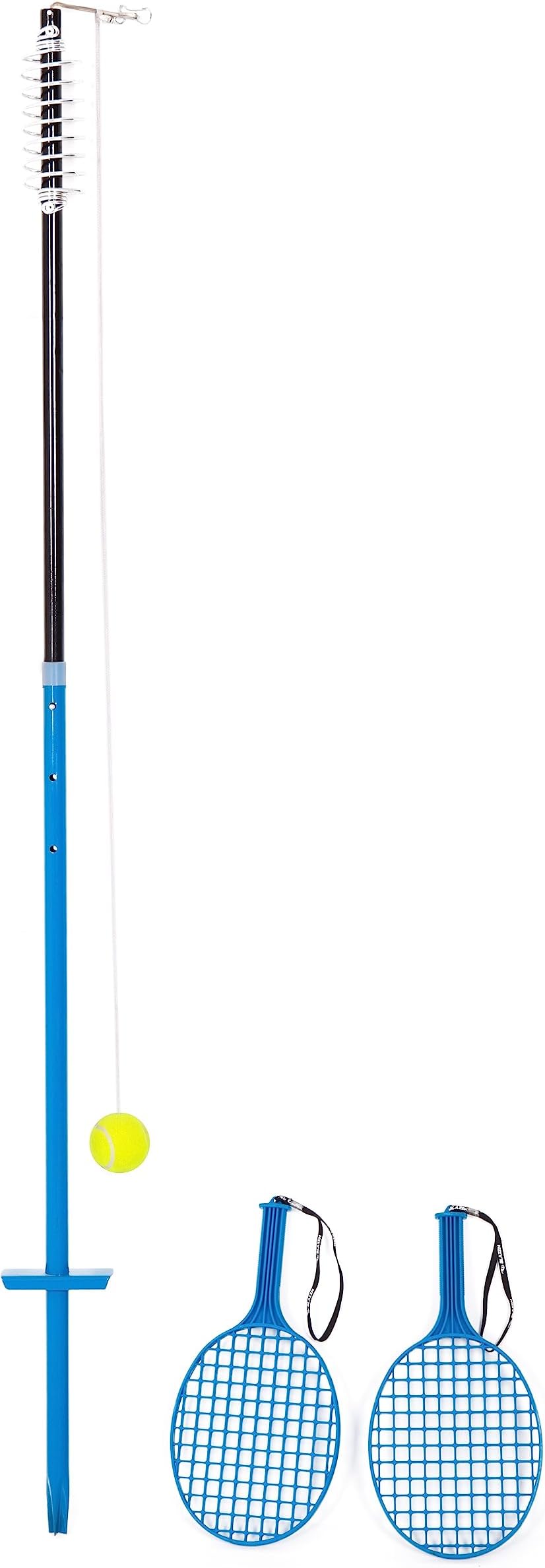 Sunsport Swing Tennis Set | Tetherball Game for Adults & Kids Garden Games | Portable Tennis Practice Device with 2 Rackets, Ball on String & Adjustable Pole | Beach or Outdoor Garden Games