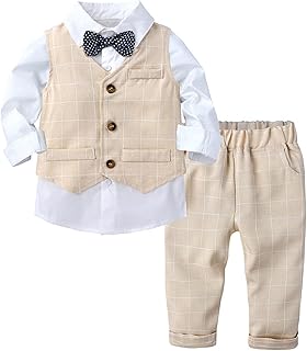 YiZYiF Baby,Clothing,Baby Boys 0-24m,Outfits & Clothing Sets YiZYiF Boys Formal Outfit Suit Long Sleeve Bowtie Shirt+Vest+Pants Gentleman Suit 3Pcs Toddler Boys Pants Clothing Set
