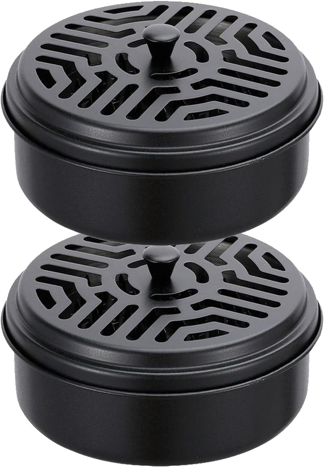 BEETO 2Pcs Mosquito Coil Holder, Round Incense Holder, Mosquito Incense Box, Portable Mosquito Incense Burner, for Home and Camping (Black)