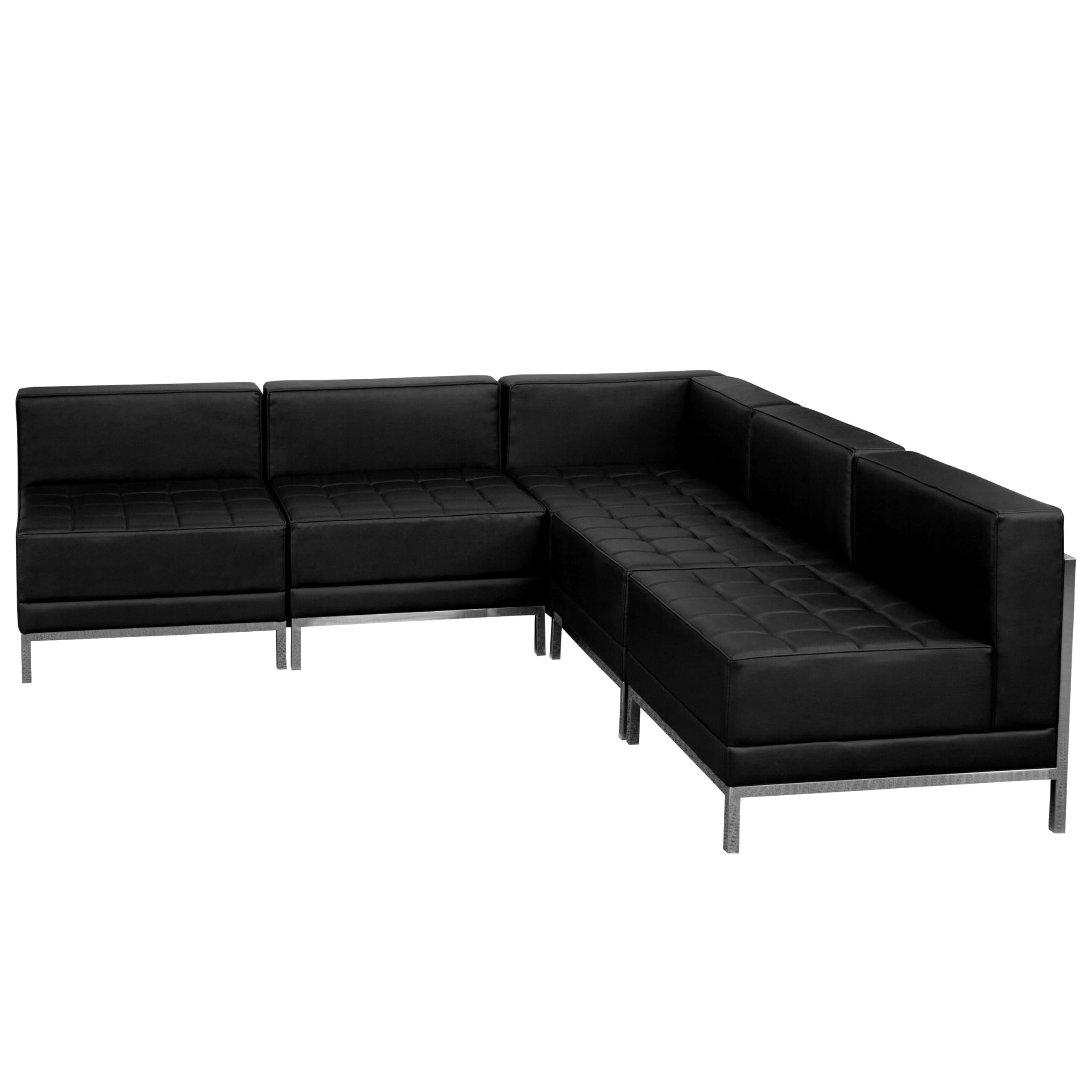 Flash Furniture HERCULES Imagination Series Black LeatherSoft Sectional Configuration, 5 Pieces