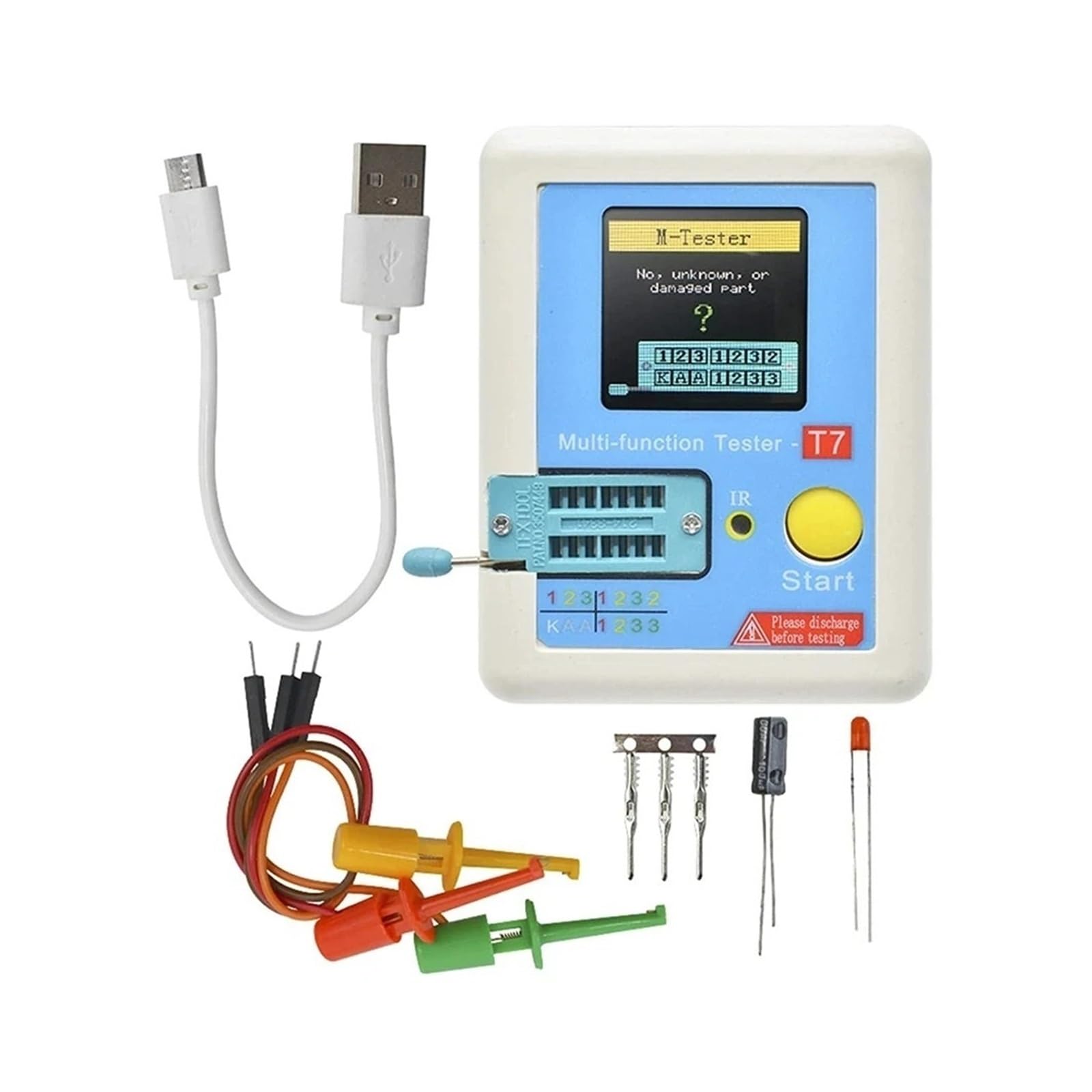 JVDDI LCR-T7 T7-H Transistor Tester TFT Diode Triode Capacitance Meter LCR ESR Meter NPN PNP MOSFET IR Multifunction Tester Multimeter
