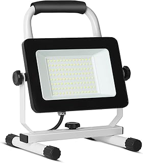 6000 Lumen LED Work Light with Stand,60W Waterproof Flood Light, Brightness Switch Adjustable,Super Bright Portable Job Site Worklight with Power Cord for Garage Workshop Car,Outdoor Lighting