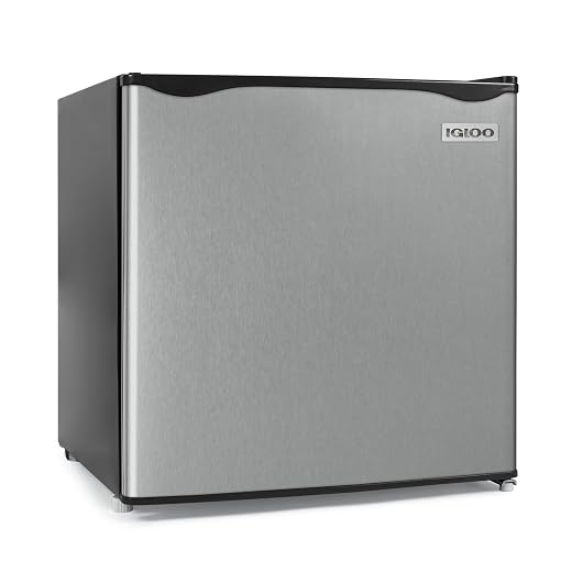 Igloo 1.6 Cu.Ft Mini Fridge with Freezer - Single Door Compact Refrigerator with Glass Shelves for Homes, Dorms & Offices - Keep Drinks & Frozen Foods Cool with Temperature Control Fridge - Platinum