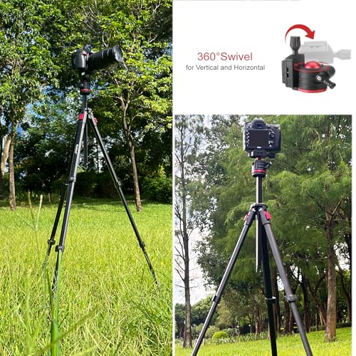 Image of Travel Tripod, 68 inch Camera Tripod with 360 Ball Head Lightweight Aluminum Portable Compatible with i Phone, Canon G7X, Sony, DSLR /SLR Cameras, Video Camcorders, Action Cameras,Telescopes...8.8lbs