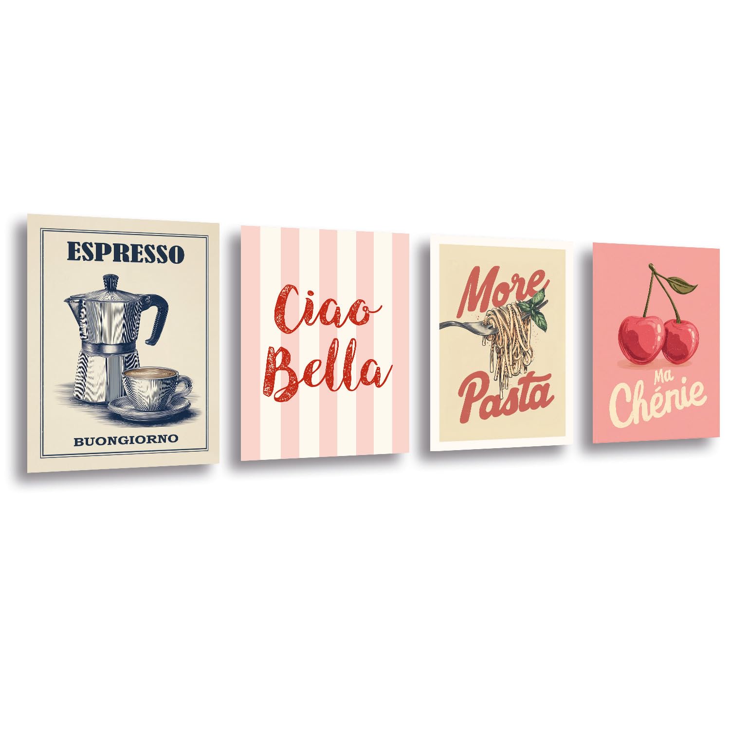 LAVEMA Vintage keukenfoto's, wanddecoratie, eetkamer, posterset, A4 (21 x 30 cm), foto's, keuken, Italiaans, moderne fotowand, stijlvolle keukendecoratie, keuken, wandafbeeldingen, koffie, esthetische