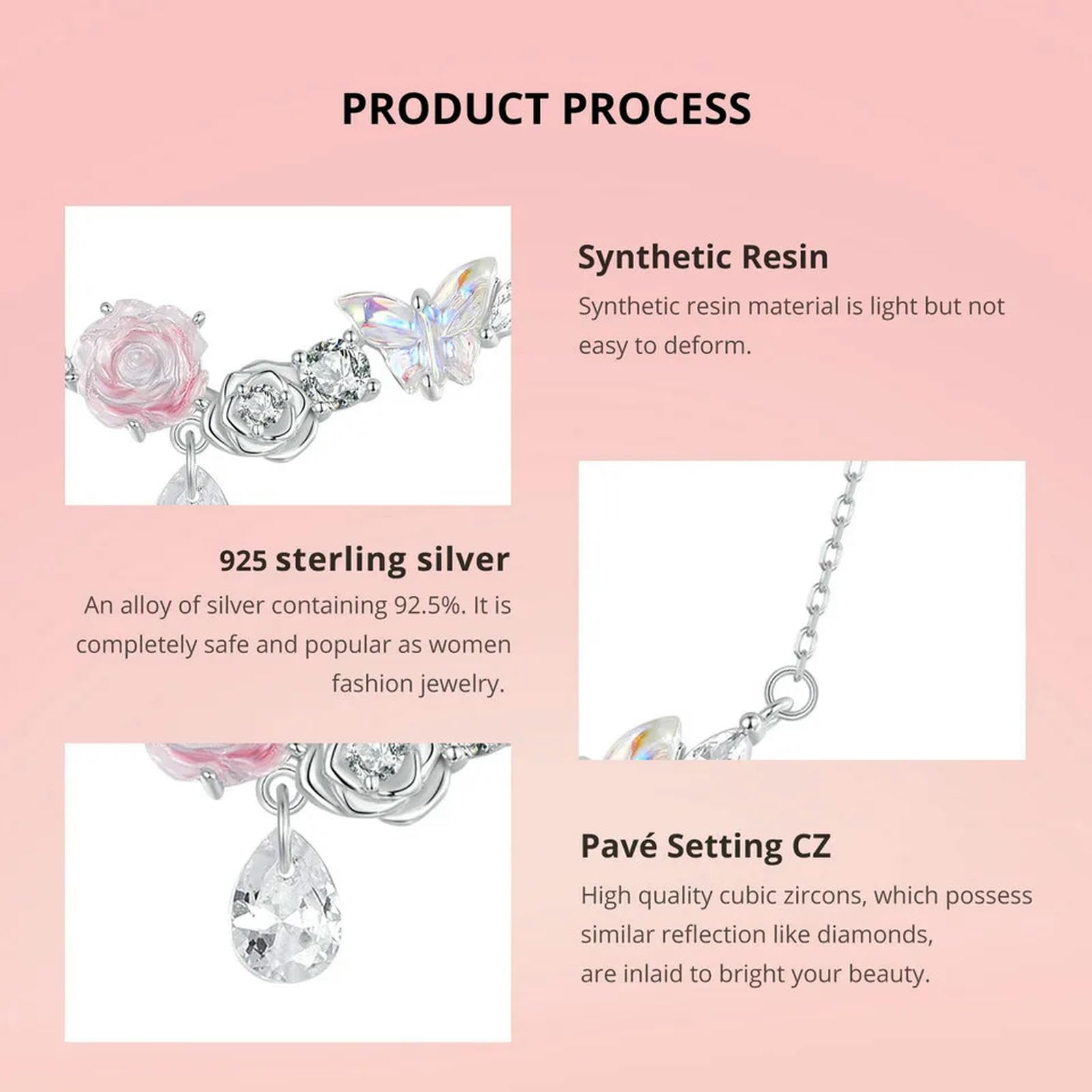 Collana Con Fiore Romantico In Argento Sterling 925, Catena A Farfalla Fantasy Per Donna, Regalo Di Alta Gioielleria Per San Valentino