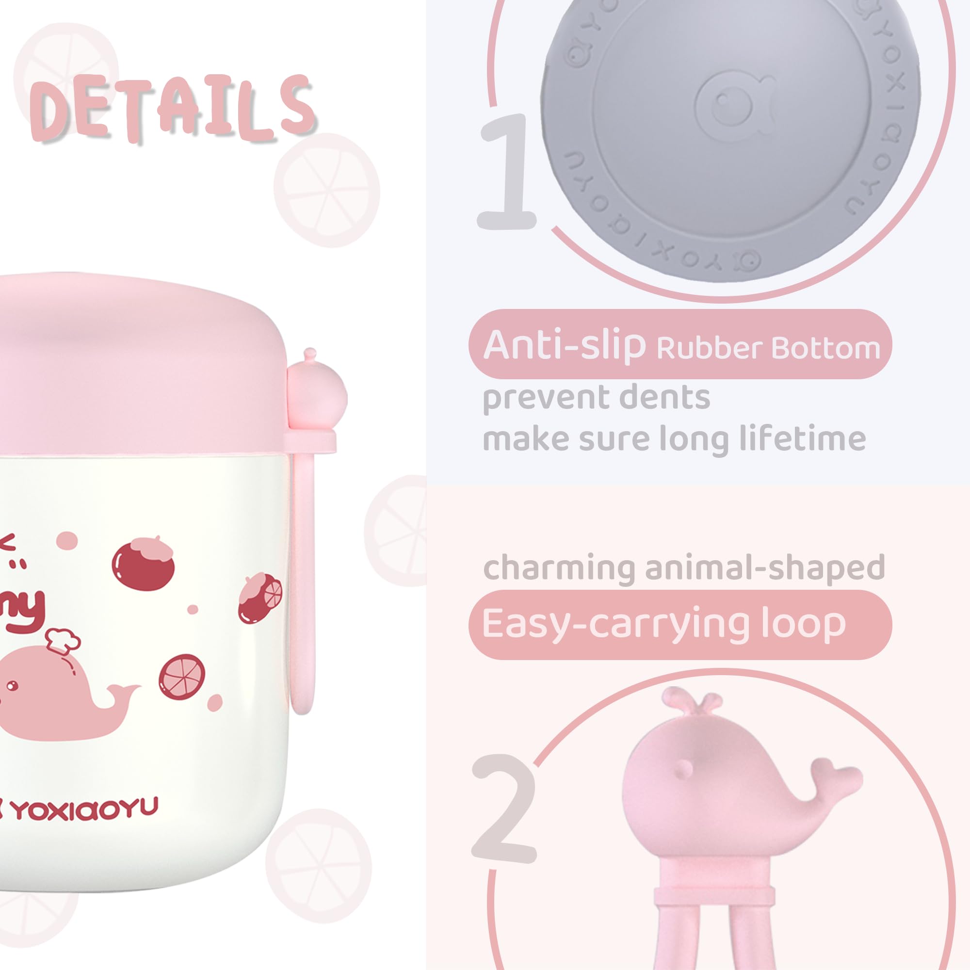 winiwo Tarro de comida aislado de 325 ml para niños, fácil de llevar, boca ancha, termo para comida caliente, sopa, ensalada, sándwich, almuerzos escolares