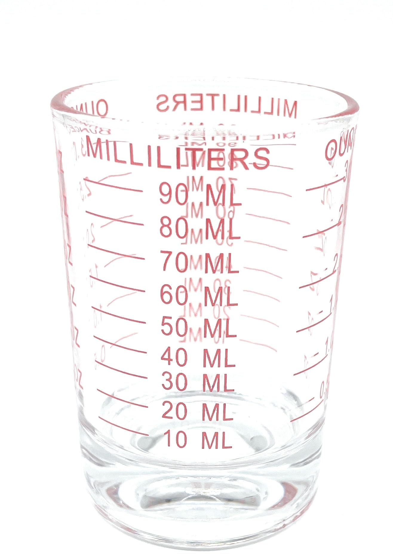 90 ml Glass Measuring Cup with red Markings, Perfect for Shot Measures Spirit Measures, Espresso Shots