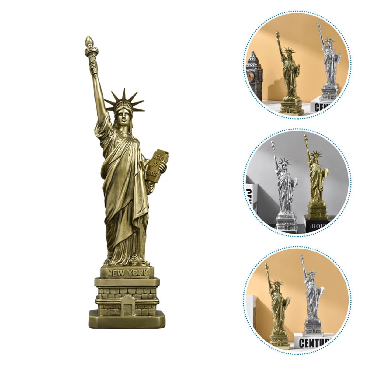 SEWACC Statue la Liberté en Résine Synthétique Délicate, Décoration pour Bureau ou Maison, Facile à Nettoyer et Résistante la Déformation, Intérieur Élégant
