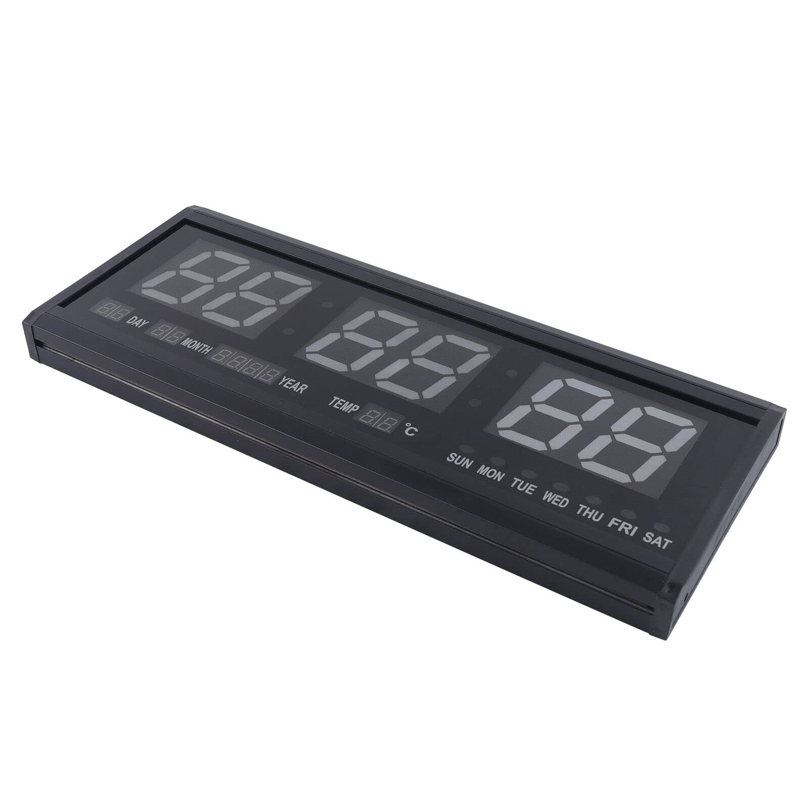 Orologio da parete digitale a LED, per anziani, da tavolo, soggiorno, ufficio, con data e temperatura, 480 x 190 x 30 mm (scritta verde)