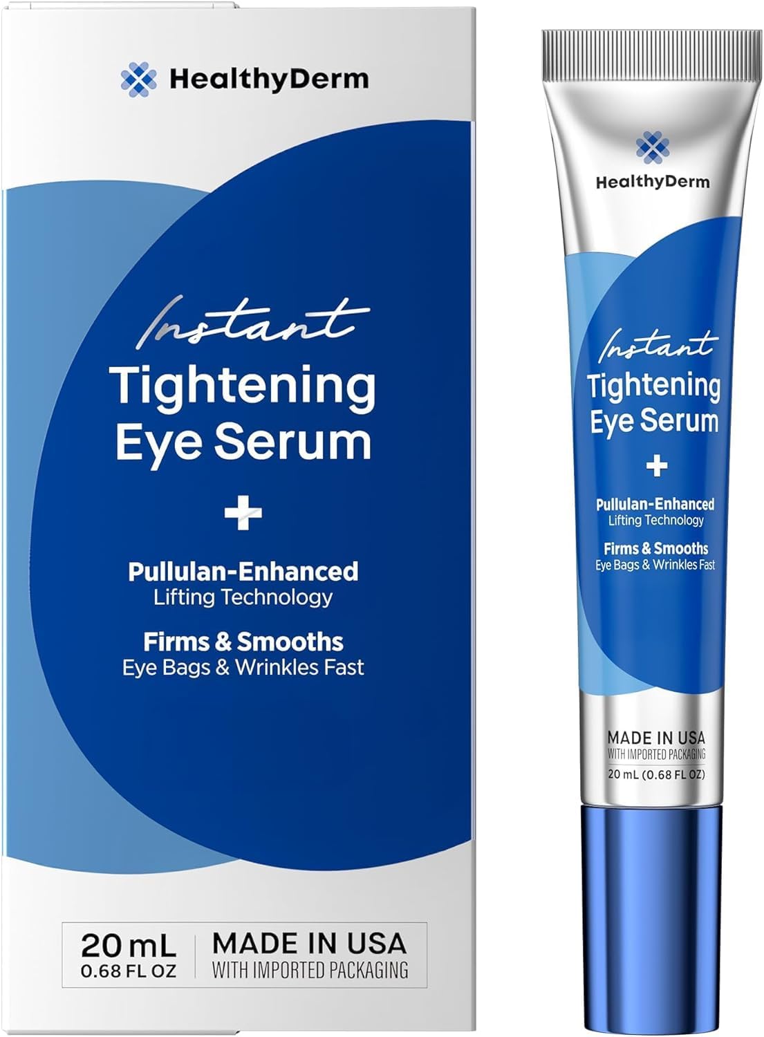 Instant Eye Tightener Serum: Visibly Smooth the Look of Puffiness, Eye Bags, Dark Circles & Fine Lines in 10 Minutes - Advanced Polysaccharide Formula Smoother Natural Finish on Mature Skin, 20 mL