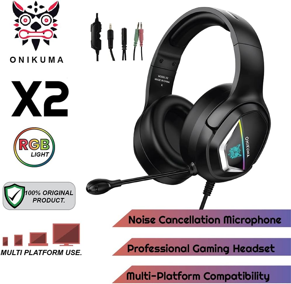 ONIKUMA X2 Gaming Headset and included cables