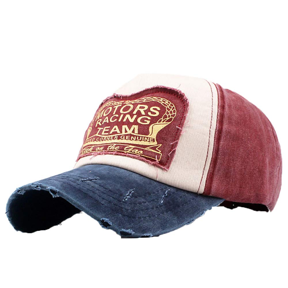 Womens Hat Musheng Unisex Cotton Baseball Cap Snap Back Edge Trucker Motors Racing Motorcycle Biker Hat (F)