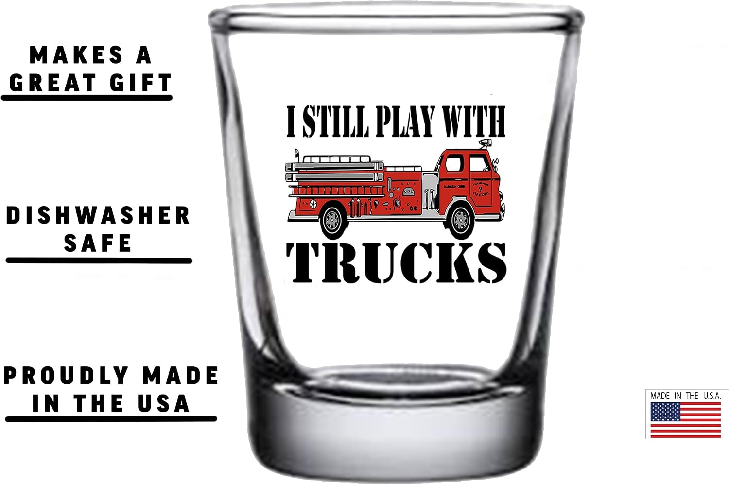 Rogue River Tactical Funny Firefighter Shot Glass Gift for Firefighters - Play With Fire Trucks