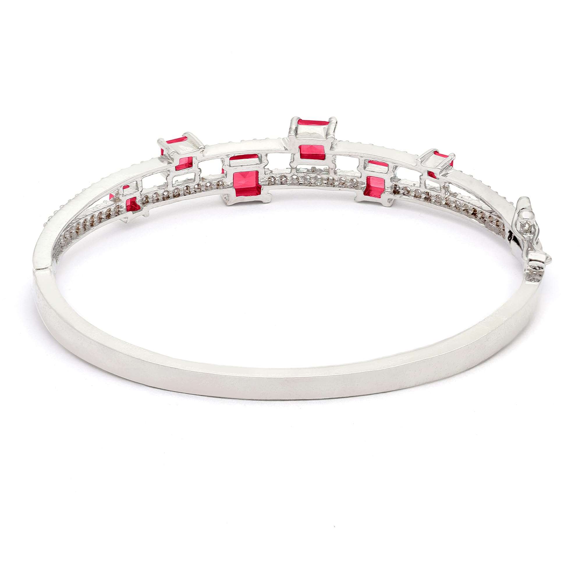 Rhodium-Plated American Diamond Studded Kada Bracelet