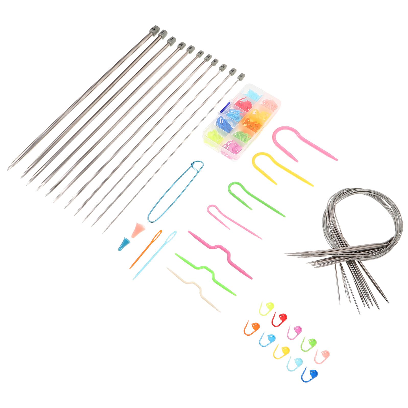 PRETYZOOM Kit de Herramientas para Tejer DIY con Ganchillos Metálicos Marcadores de Punto y Agujas Grandes Set de Accesorios Ergonómicos para Alfombras y Prendas para Principiantes y