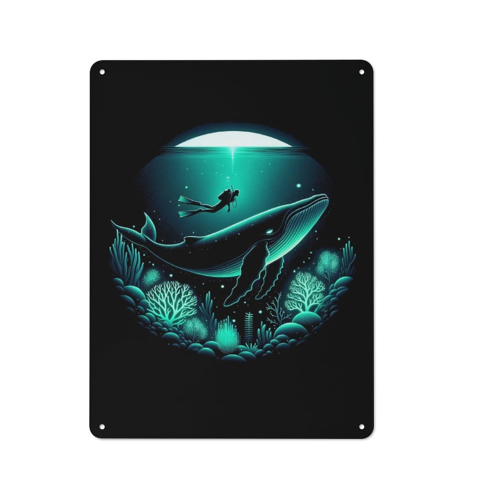 Junmoney Whale Scuba Diving Vintage Tin Sign 40X30cm With For Living Room Or Hallway, For Living Room Decor Lovers