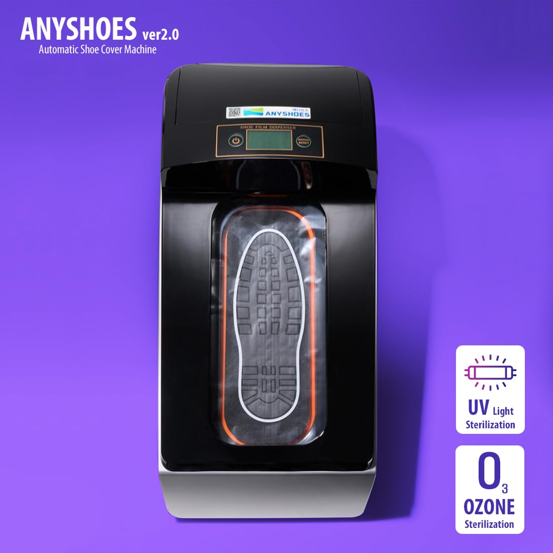 ANYSHOES Ver 2.0 Automatic Shoe Cover Dispenser with UV Light and Ozone Technology Anti Skid Film 1000 Capacity per Roll