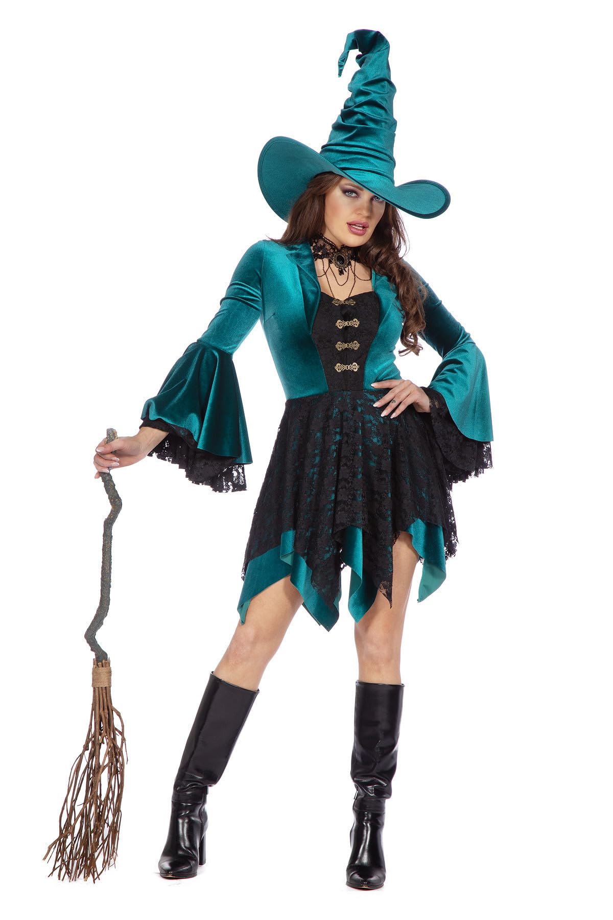 WILBERS & WILBERS 4661 - Elegantes Hexenkleid aus Samt für Damen, Magierin, Zauberin, für Karneval, Halloween