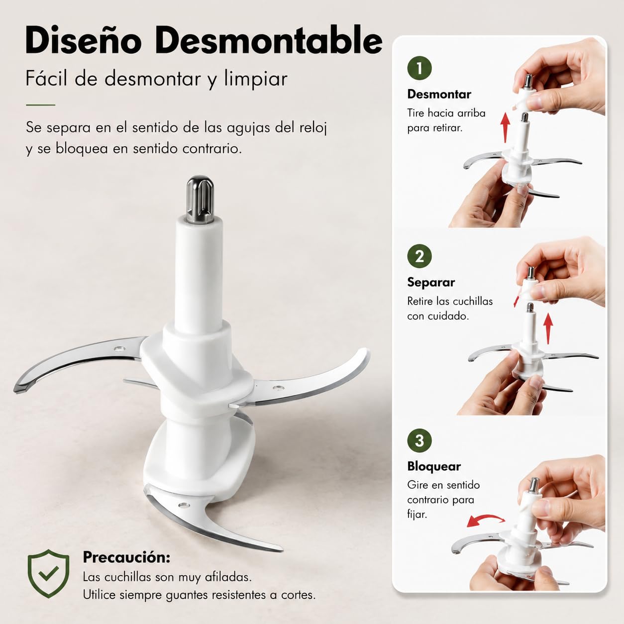 Kitchen in the box Picadora Eléctrica 400W, 2 Velocidades, 2 Cuencos de 2L: Vidrio + Acero Inoxidable, Cuchillas de Doble Nivel, Trituradora de Alimentos para Carne Verduras Frutos Secos