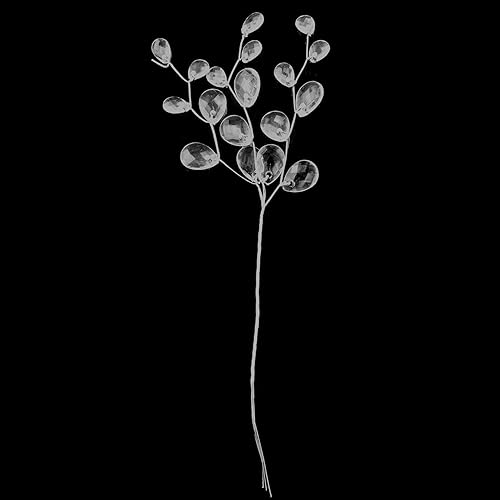 Miniatura 3 de Ramo de flores artificiales, 50 unidades, tallo de flores artificiales de plástico blanco con cuentas de acrílico de cristal, gota para boda,